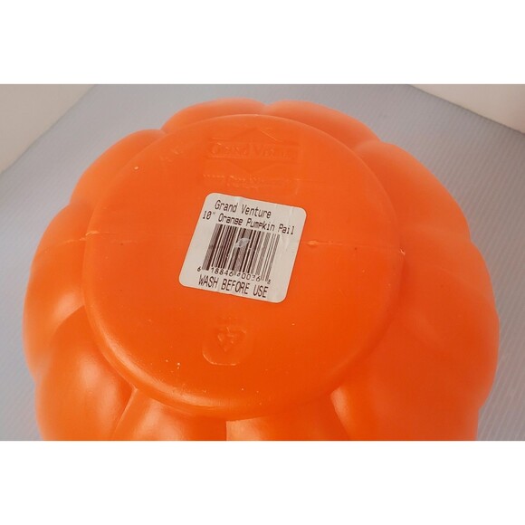VTG Grand Venture Halloween Blow Mold 10" Orange Pumpkin Pail USA 1997 Bucket - Picture 6 of 8